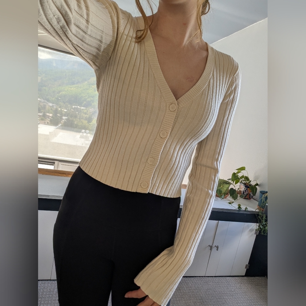 🎉SALE🎉 Cream Aerie Button Up Crop Top